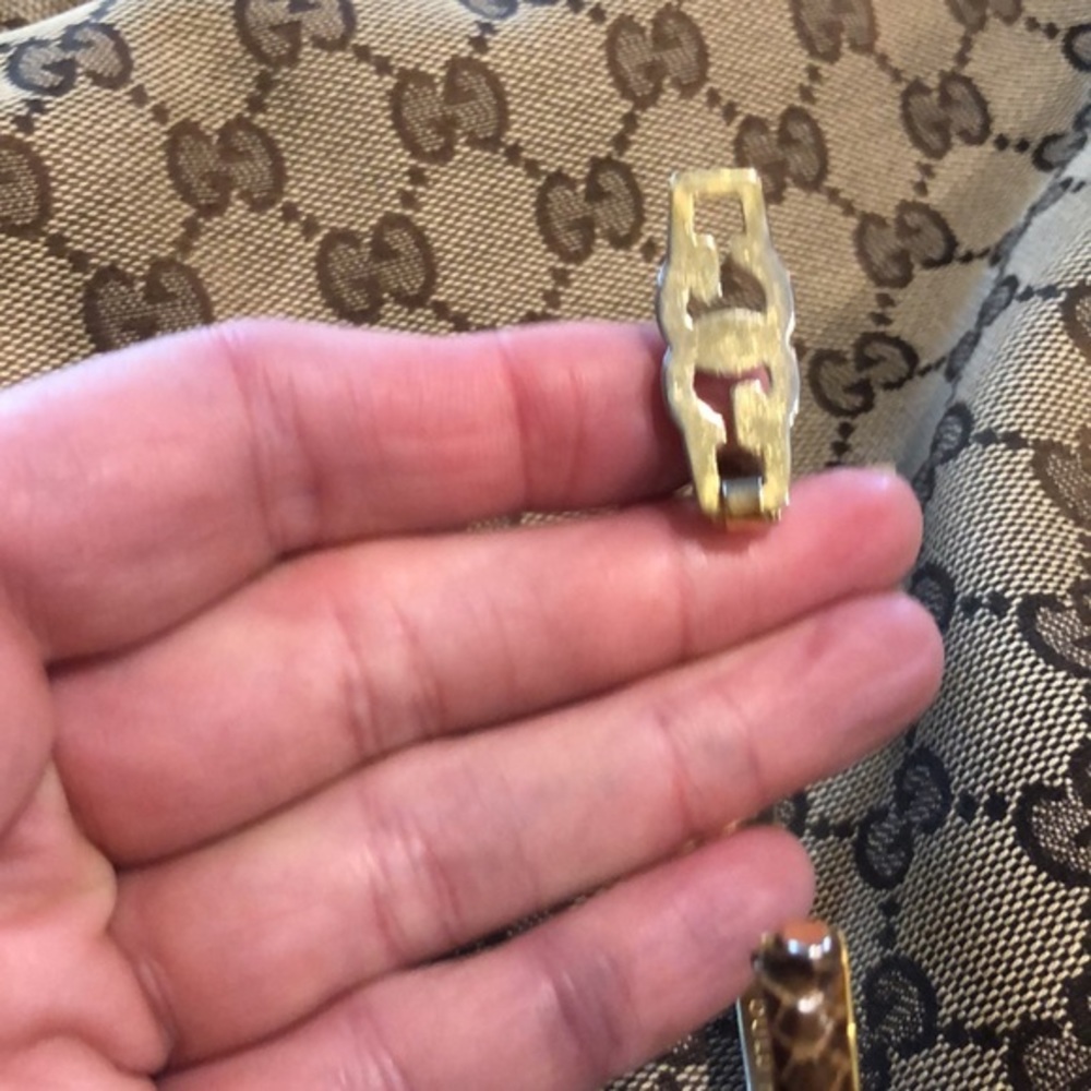 Vintage Gucci Gold GG Blue Snakeskin Bracelet - Picture 5 of 6